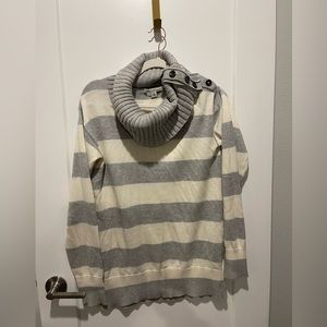 Banana republic gray and white striped sweater. Size medium. Like new
